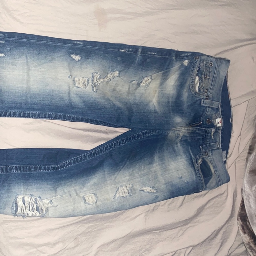 True religion section straight ripped jeans